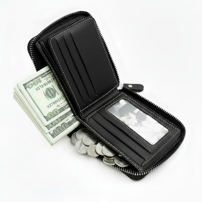 Wallet in Korean Style with Zipper and Coin Pocket - WO2MEN