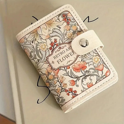 Floral Card Holder Organizer with Snap Closure Design - WO2MEN