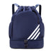 Drawstring Gym Backpack with Bottom Zipper Closure - Dark Blue V3