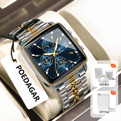 Square Chronograph Timepiece With Luminous Hands Plus