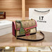 Geometric Satchel With Chain Strap and Flap Closure - Red