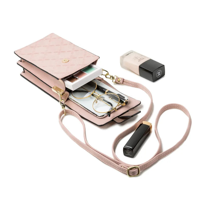 Crossbody Handbag With Petal Plaid Pattern And Strap - WO2MEN