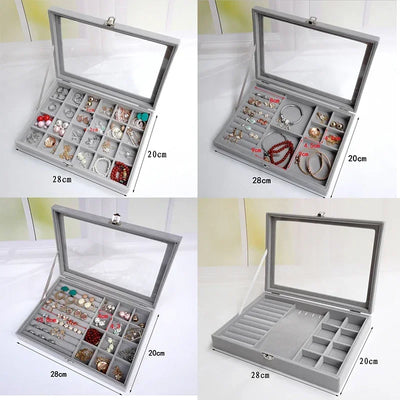 Refined Jewelry Display Organizer Box with Clear Lid - WO2MEN