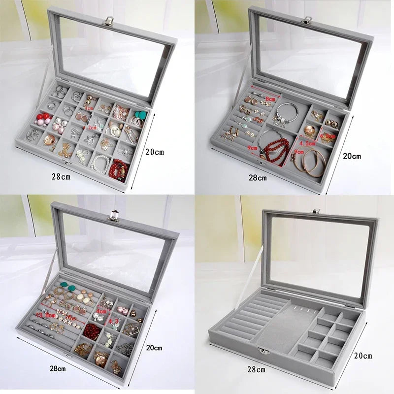 Refined Jewelry Display Organizer Box with Clear Lid - WO2MEN