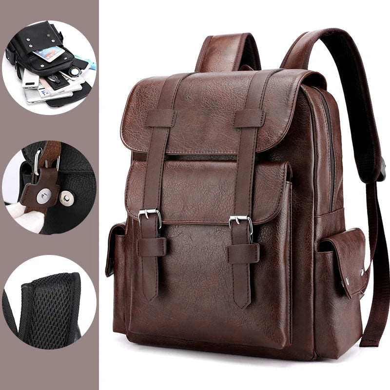 Backpack with Front Flap Buckle Straps and Side Pockets