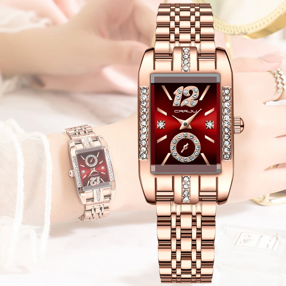 Rectangular Dial Diamond Embellished Timepiece Deluxe