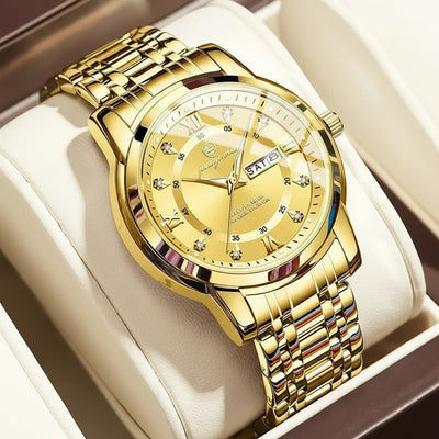 Watch Two Tone Bracelet Timepiece With Crystal Accents - WO2MEN