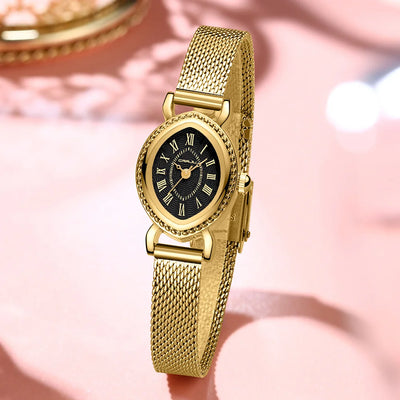 Vintage Oval Dial Mesh Delicate Bracelet Timepiece
