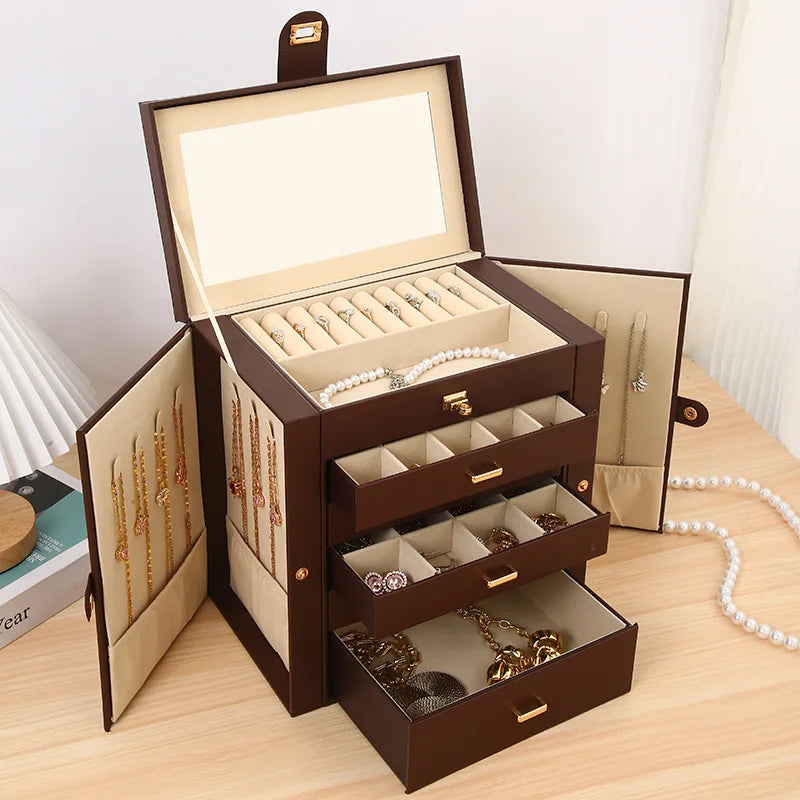 Large Capacity Jewelry Storage Box with Drawers