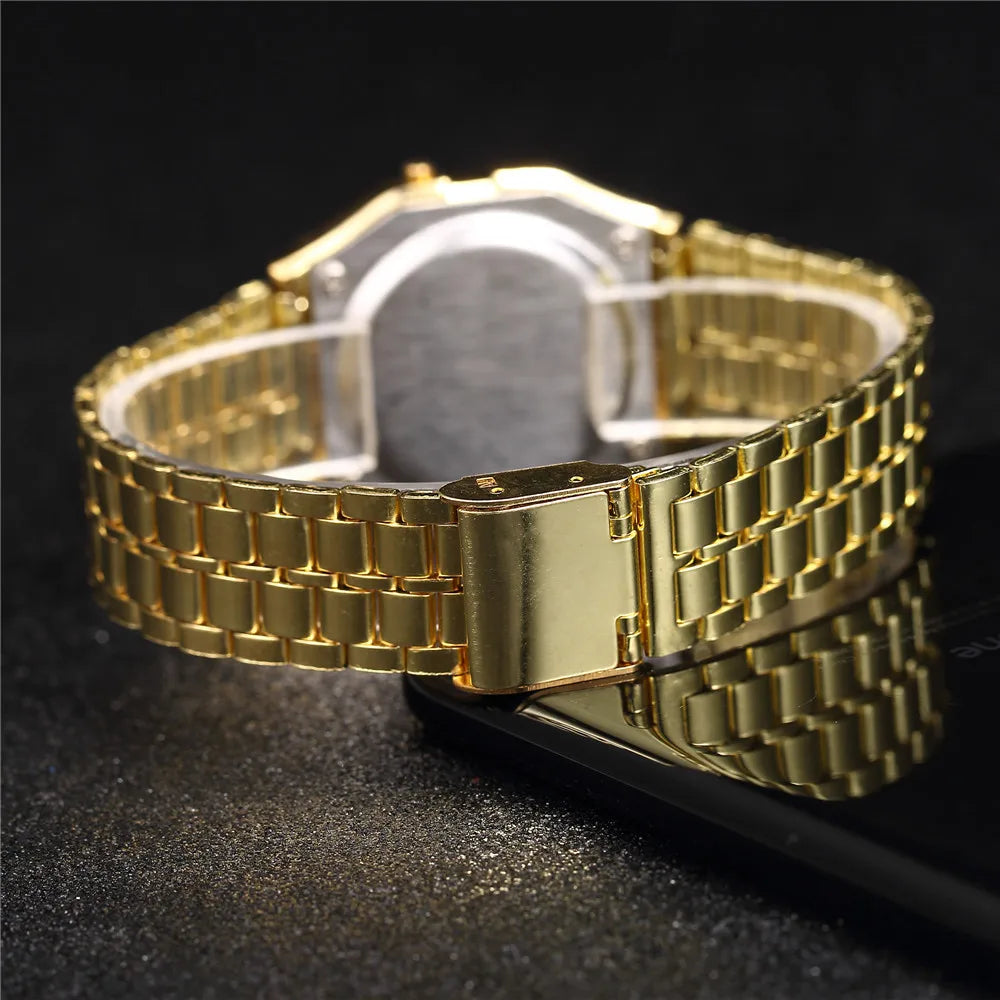 Digital Wristwatch Rectangular Face Bracelet Clasp