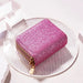 Glitter Sequin Wallet with Double Zip Closure - Pink