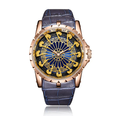 Watch with Intricate Dial Art and Quartz Movement