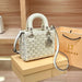 Pearl Embellished Crossbody Bag With Top Handle Chic - Beige White