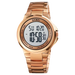 Digital Wristwatch with LED Backlight Chronograph - Rose Gold White