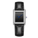 Rectangular Quartz Watch with Leather Strap Timeless - Silver Black V2