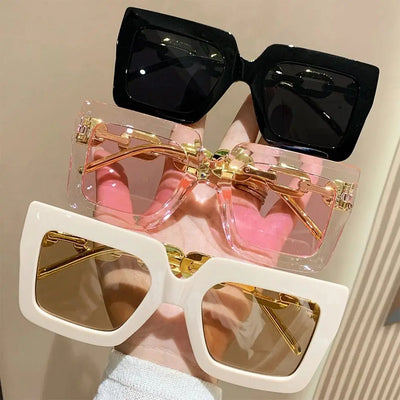 Oversized Square Sunglasses UV400 Protection Retro