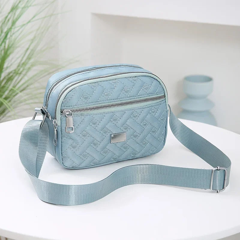 Crossbody Bag Quilted with Two Zip Compartments