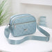 Crossbody Bag Quilted with Two Zip Compartments - Light Blue