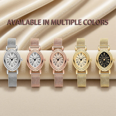 Vintage Oval Dial Mesh Delicate Bracelet Timepiece
