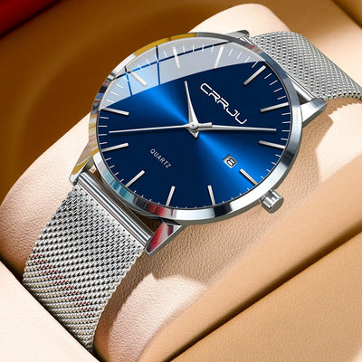 Silk Mesh Dial Timepiece With Calendar Window Luxe Neo