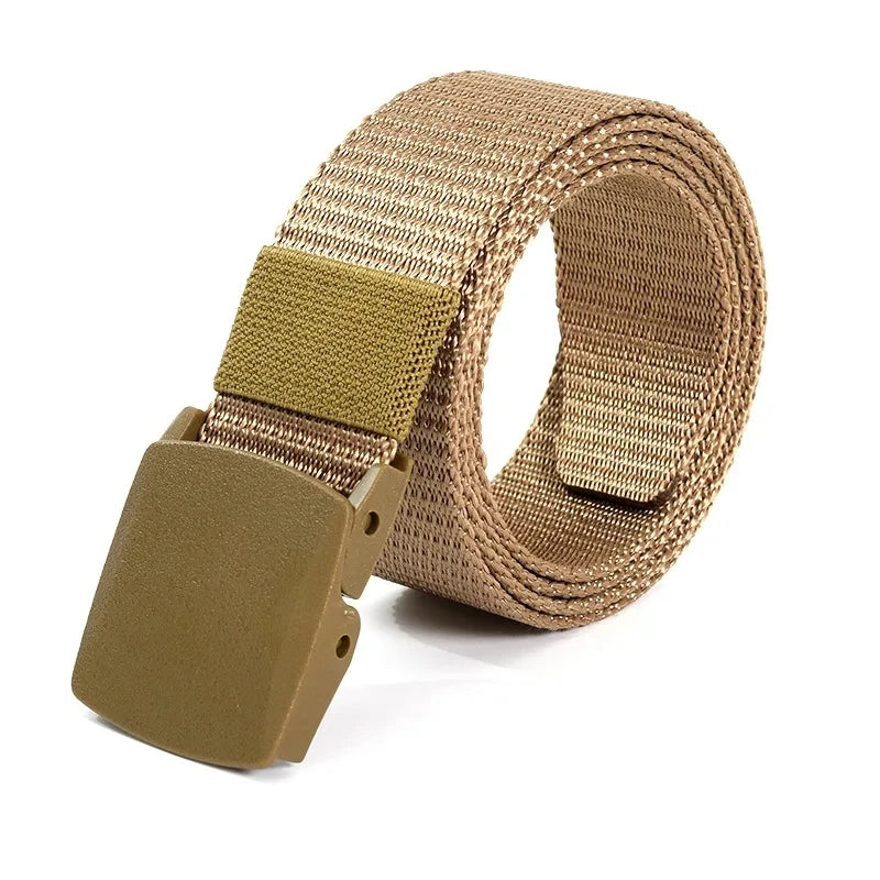Unisex Tactical Belt with Buckle Adjustable Fit - Khaki