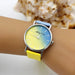 Ladies Watch Gradient Dial Quartz Movement Round Case - Skyblue Yellow
