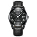 Watch with Leather Strap Roman Numeral Dial Timepiece - All Black