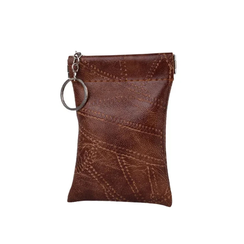 Key Wallet with Key Ring Pillow Shape for Everyday - Brown