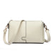 Crossbody Handbag with Flap Detail and Adjustable Strap - Rice White