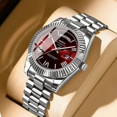 Luxury Watch with Date Window Roman Numeral Dial
