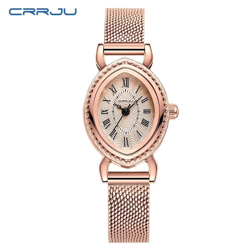 Vintage Oval Dial Mesh Delicate Bracelet Timepiece