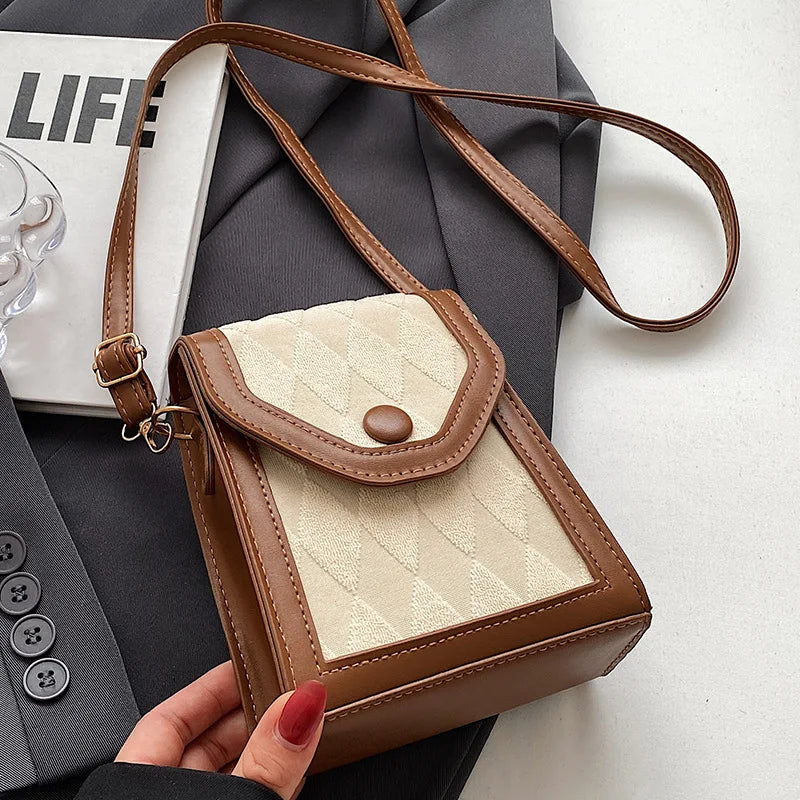 Crossbody Phone Bag With Quilted Panel Compact