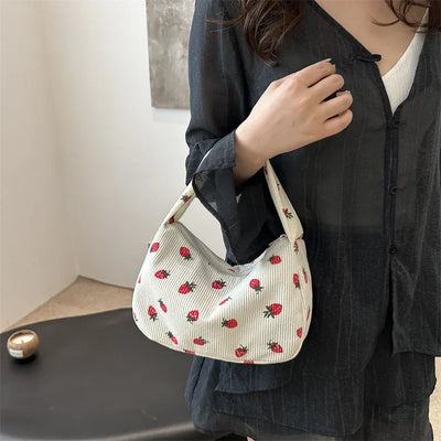 Strawberry Print Shoulder Bag Mini Purse Elegant