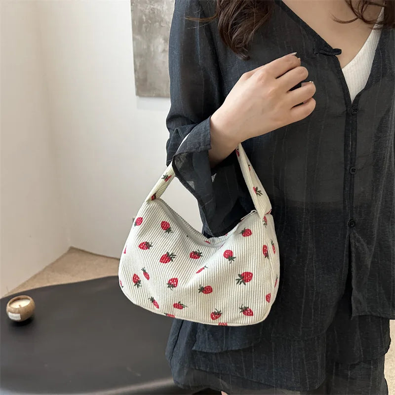 Strawberry Print Shoulder Bag Mini Purse Elegant
