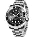 Mens Date Quartz Wristwatch with Luminous Hands - Silver Black