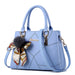 Geometric PU Handbag with Scarf Ornament Pom Pom - Photo Colour V7