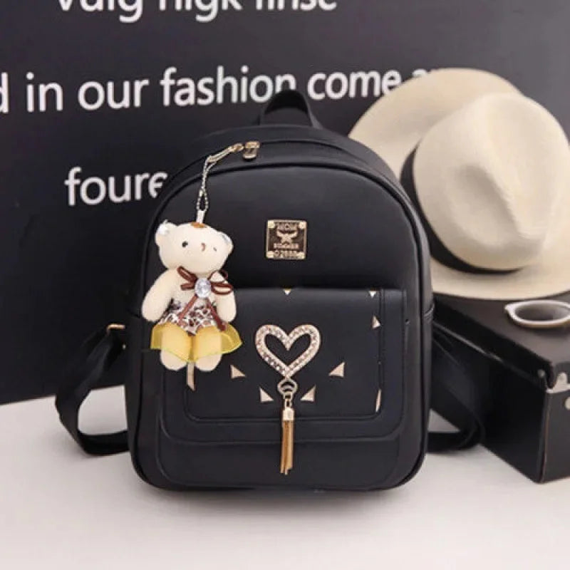 Backpack With Heart Charm and Tassel Decor Korean Style - WO2MEN