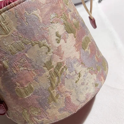 Handbag Bow Knot Bucket Bag with Embroidered Detail - WO2MEN