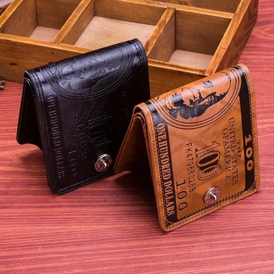 Dollar Note Pattern Wallet With Snap Closure Card Slots