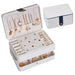 Portable Jewelry Box Organizer with Necklace Tray - White S