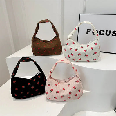 Strawberry Print Shoulder Bag Mini Purse Elegant
