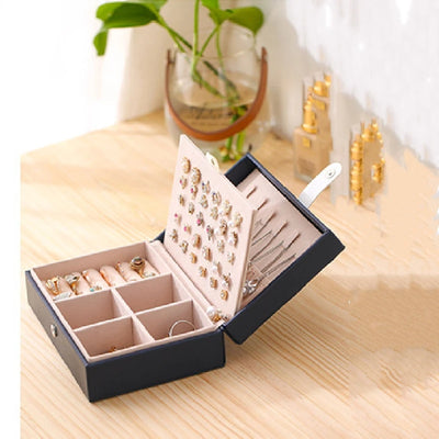 Jewelry Box Two Layer Flip Case For Travel And Home - WO2MEN