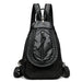 Backpack with Braided Front Pocket and Zipper Closure - Black V2