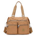 Top Handle Bag with Front Zip Pockets for Daily Use - Beige