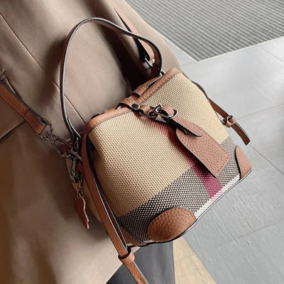 Buckle Satchel With Crossbody Strap And Contrast Trim
