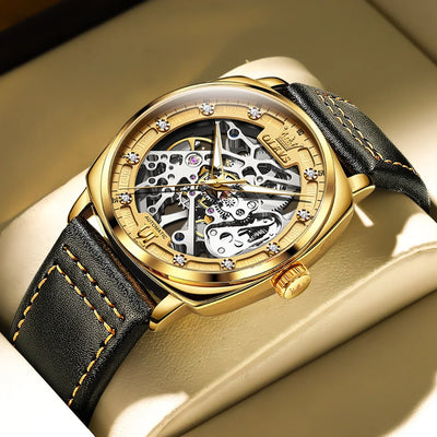 Skeleton Mechanical Wristwatch with Transparent Dial