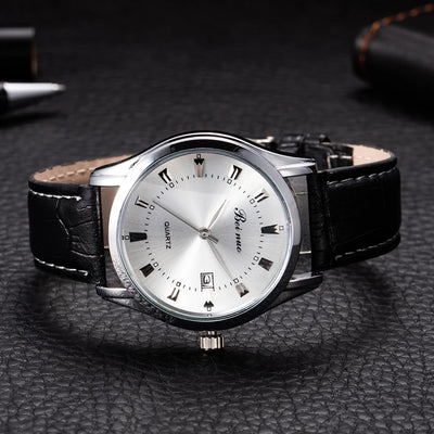 Quartz Wristwatch with Date Window Business Style
