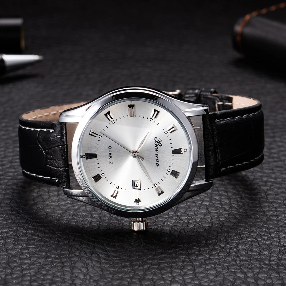 Quartz Wristwatch with Date Window Business Style