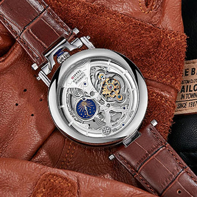 Skeleton Tourbillon Automatic Wristwatch Leather Strap