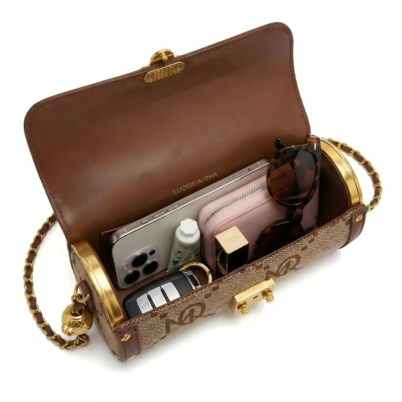 Evening Messenger Handbag with Lock Chain Strap